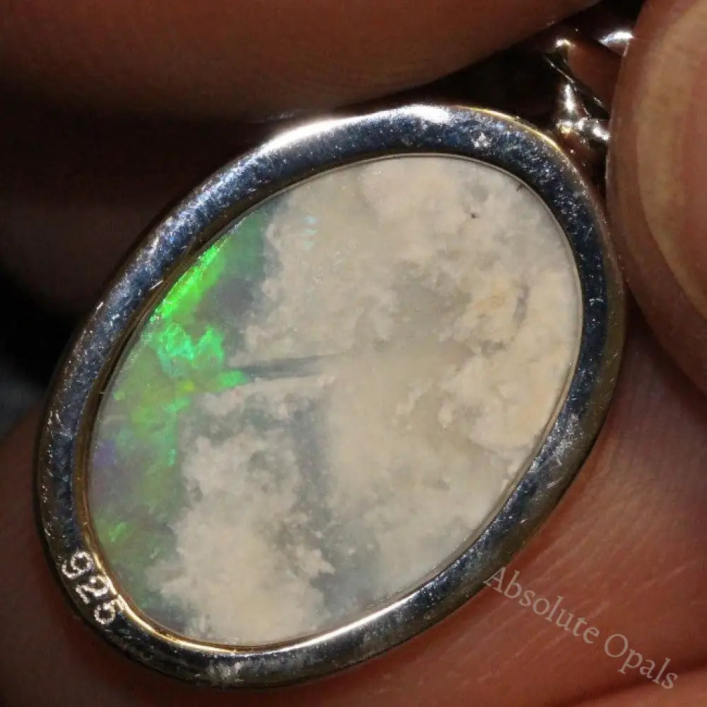 1.43G Australian Lightning Ridge Solid Opal Pendant Silver L25.6 Mm Jewellery