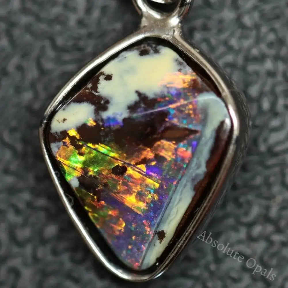 1.48 G Australian Boulder Opal With Silver Pendant: L 22.0 Mm Jewellery