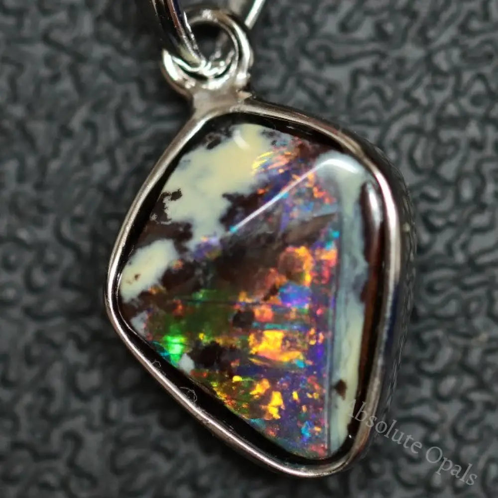 1.48 G Australian Boulder Opal With Silver Pendant: L 22.0 Mm Jewellery