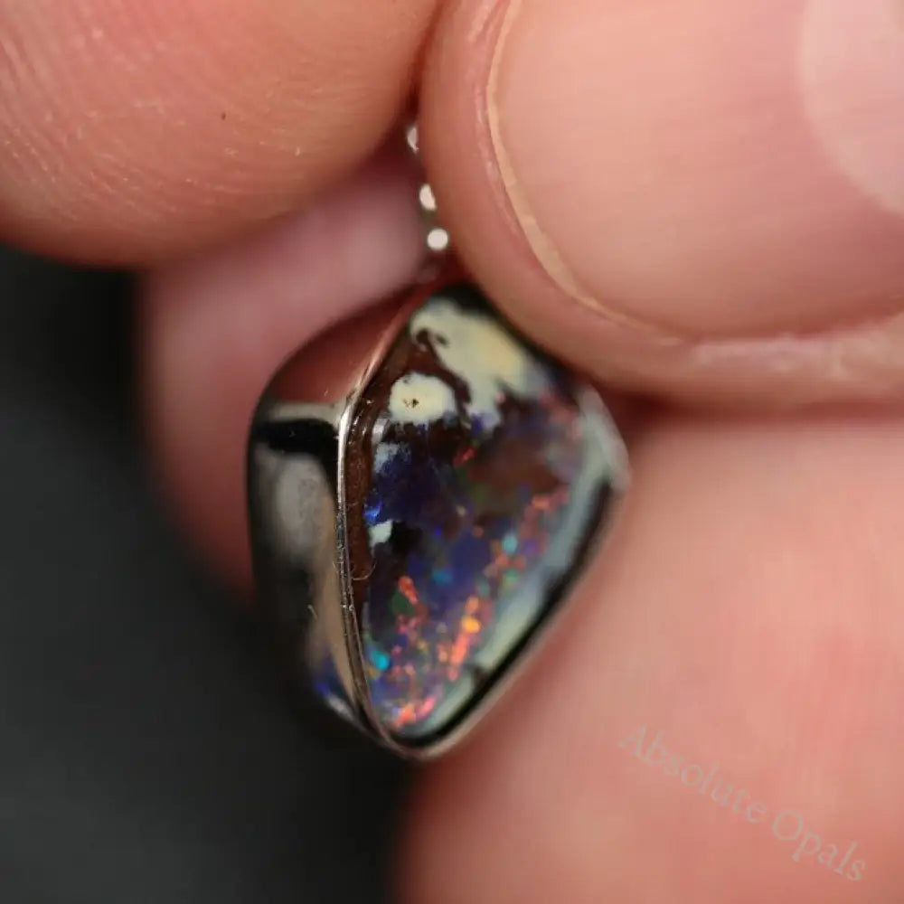 1.48 G Australian Boulder Opal With Silver Pendant: L 22.0 Mm Jewellery
