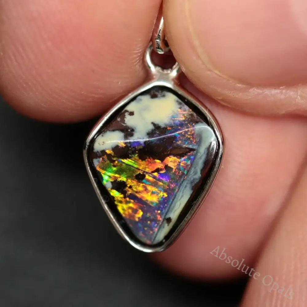 1.48 G Australian Boulder Opal With Silver Pendant: L 22.0 Mm Jewellery