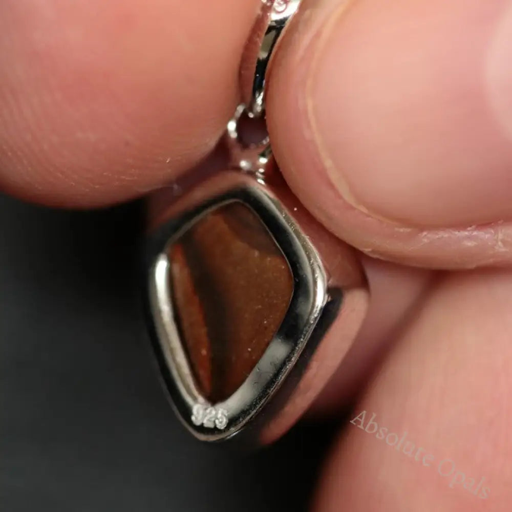1.48 G Australian Boulder Opal With Silver Pendant: L 22.0 Mm Jewellery