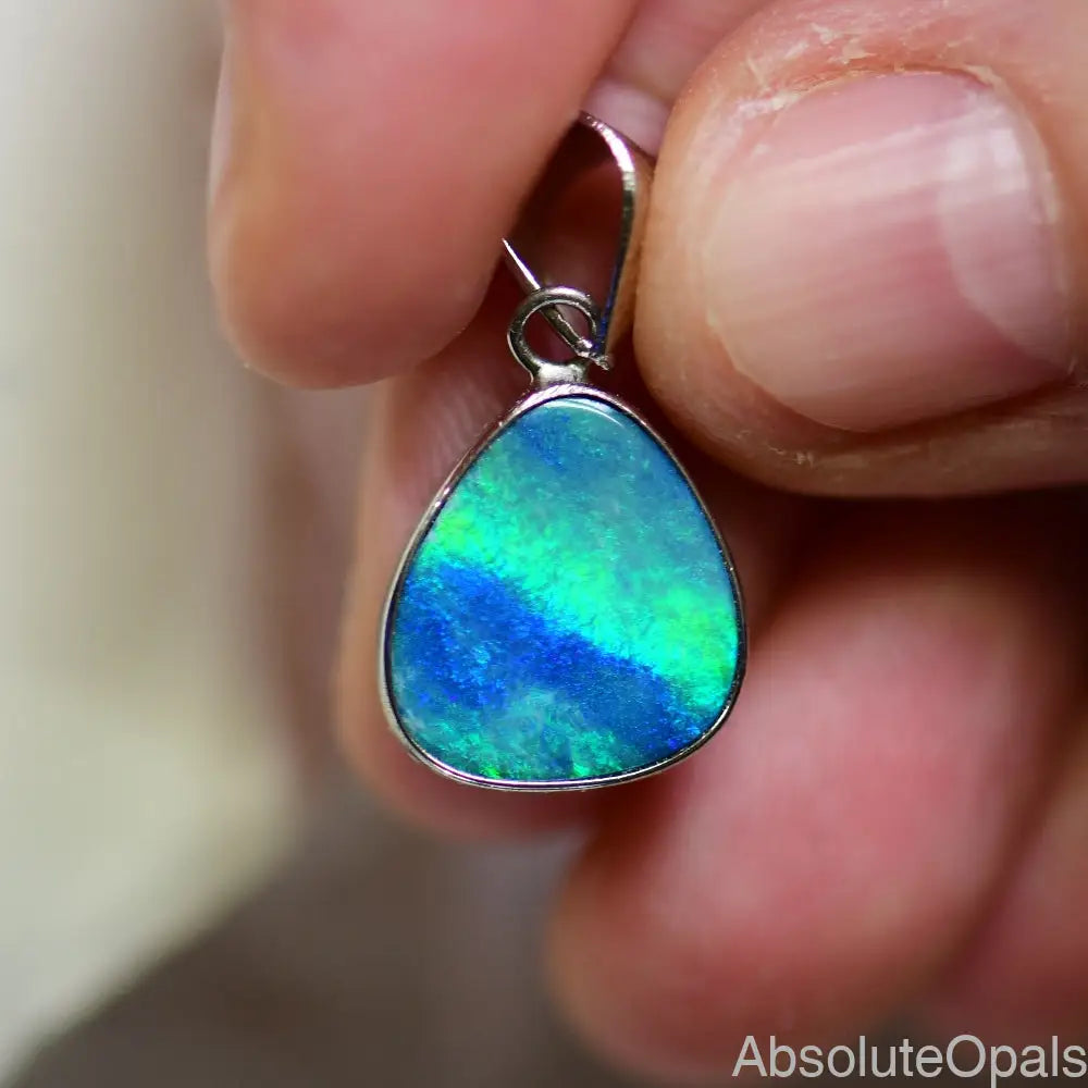 1.48 G Australian Doublet Opal With Silver Pendant: L 22.2 Mm Jewellery