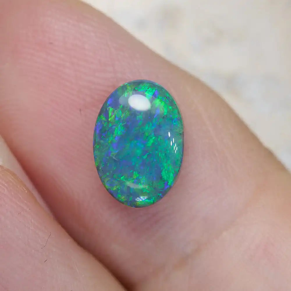1.59 cts Black Opal Lightning Ridge Solid Cut Stone Black Opal