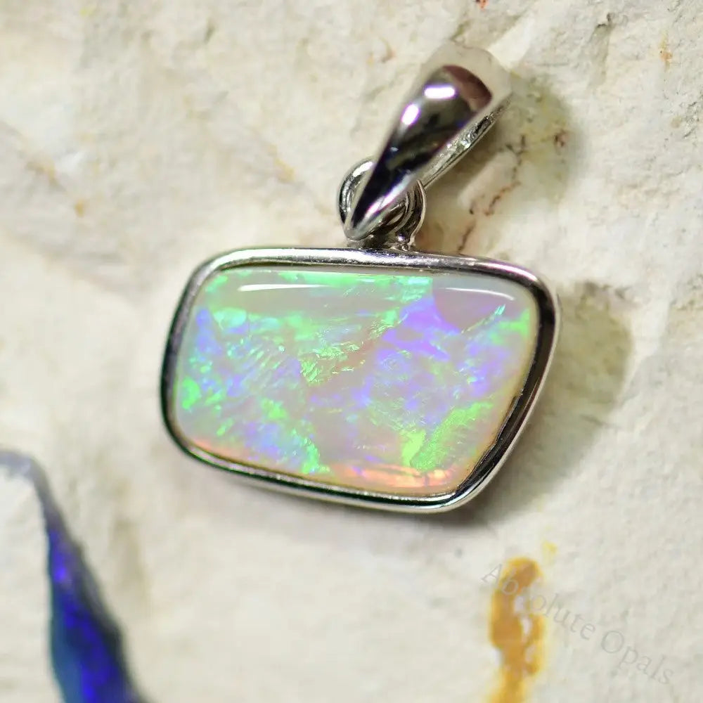 1.60 G Australian Lightning Ridge Solid Opal Pendant Silver L 18.6 Mm Jewellery