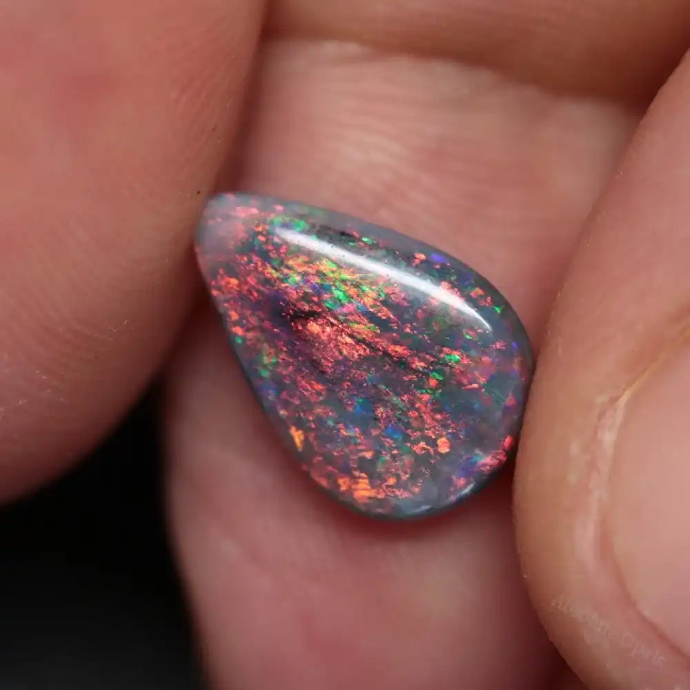 1.61 Cts Australian Solid Black Opal Lightning Ridge Semi