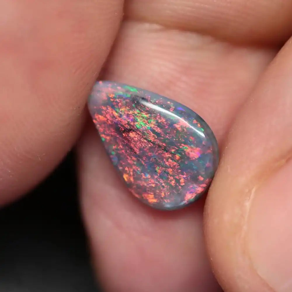 1.61 Cts Australian Solid Black Opal Lightning Ridge Semi