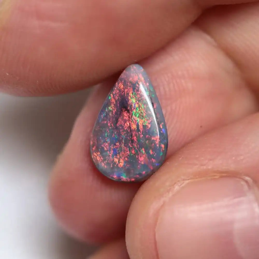 1.61 Cts Australian Solid Black Opal Lightning Ridge Semi