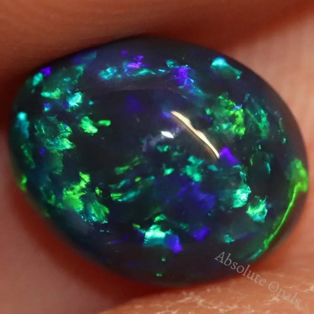 1.65 Cts Australian Black Opal Lightning Ridge Solid Gem Stone Cabochon