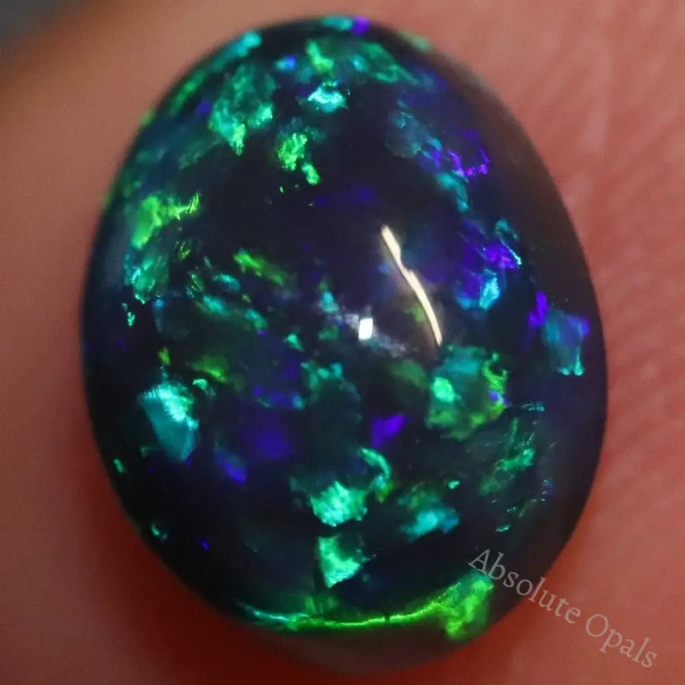 1.65 Cts Australian Black Opal Lightning Ridge Solid Gem Stone Cabochon