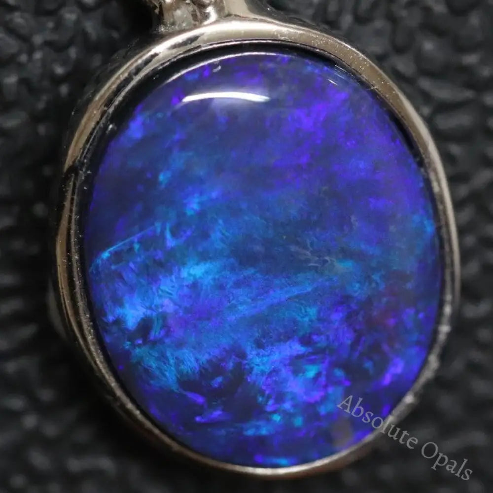 1.70 G Australian Lightning Ridge Solid Black Opal Pendant Silver L 23.4 Mm Jewellery