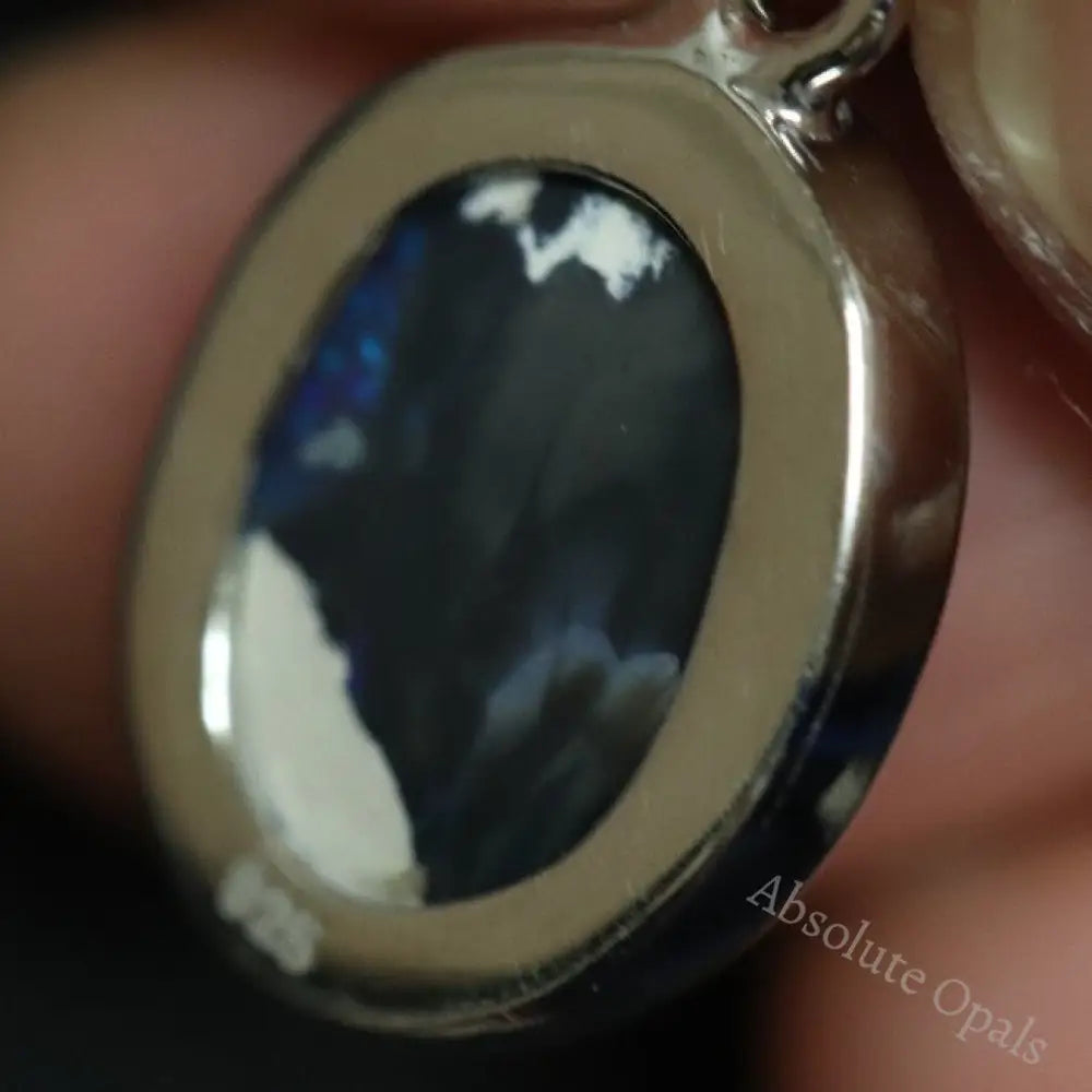 1.70 G Australian Lightning Ridge Solid Black Opal Pendant Silver L 23.4 Mm Jewellery