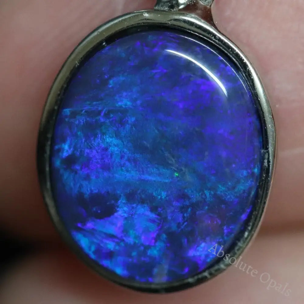 1.70 G Australian Lightning Ridge Solid Black Opal Pendant Silver L 23.4 Mm Jewellery
