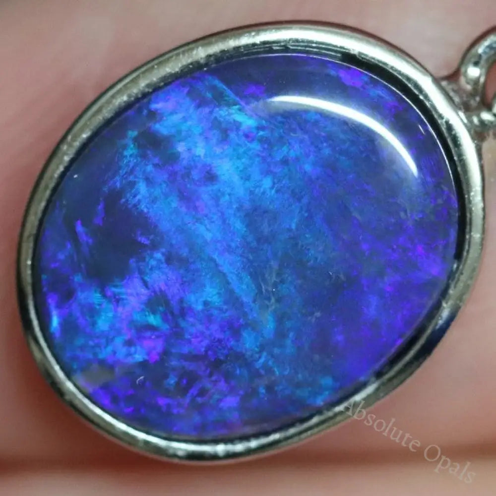 1.70 G Australian Lightning Ridge Solid Black Opal Pendant Silver L 23.4 Mm Jewellery