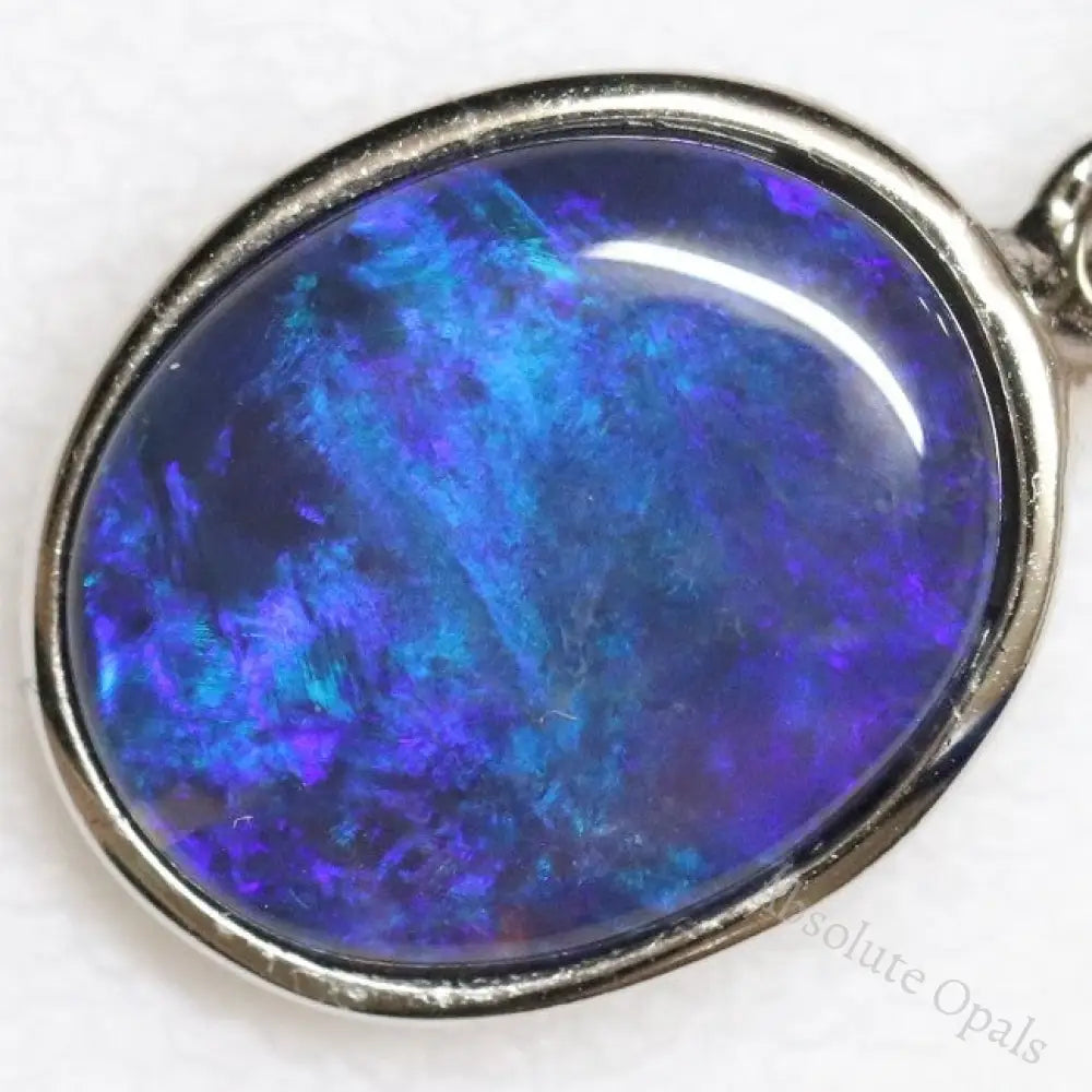 1.70 G Australian Lightning Ridge Solid Black Opal Pendant Silver L 23.4 Mm Jewellery