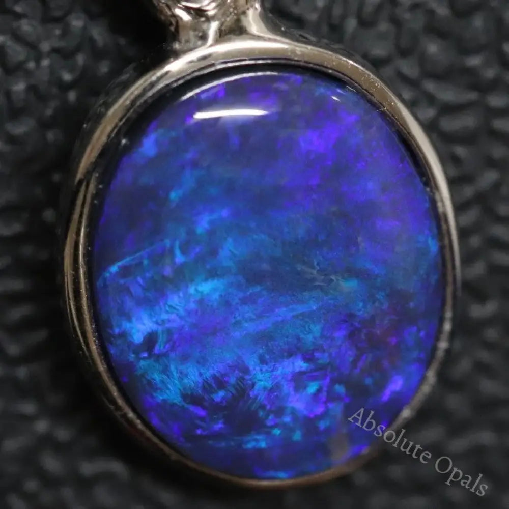 1.70 G Australian Lightning Ridge Solid Black Opal Pendant Silver L 23.4 Mm Jewellery