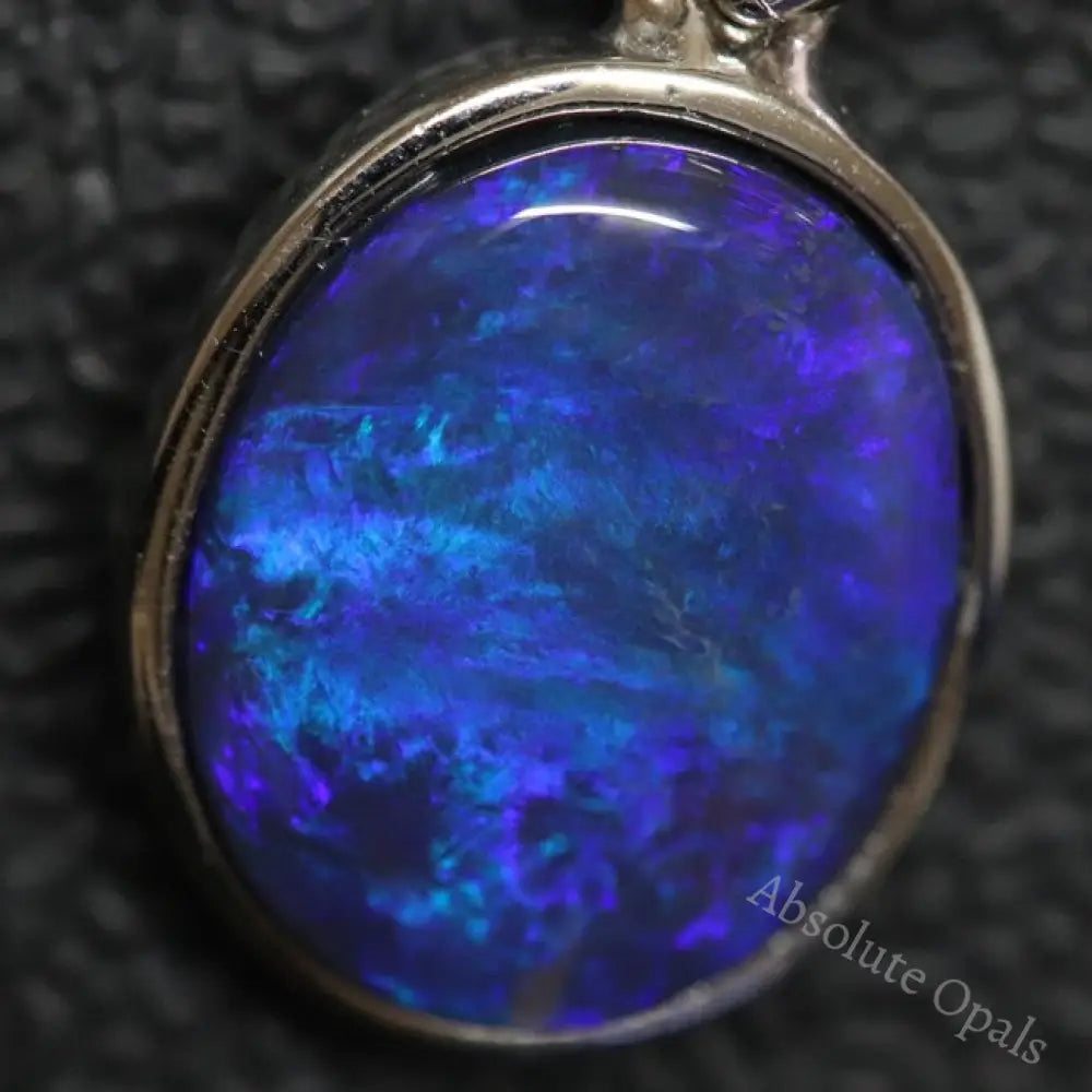1.70 G Australian Lightning Ridge Solid Black Opal Pendant Silver L 23.4 Mm Jewellery