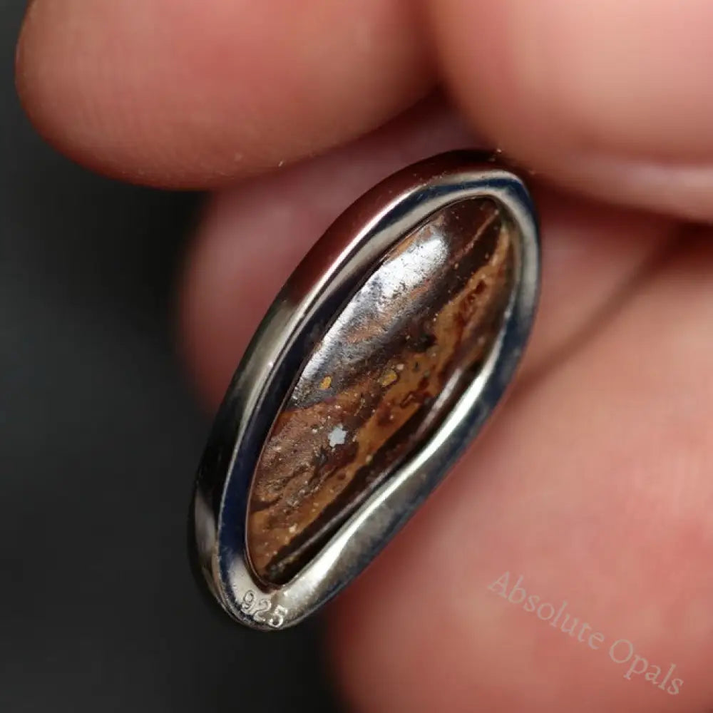1.71 G Australian Boulder Opal With Silver Pendant: L 28.1 Mm Jewellery