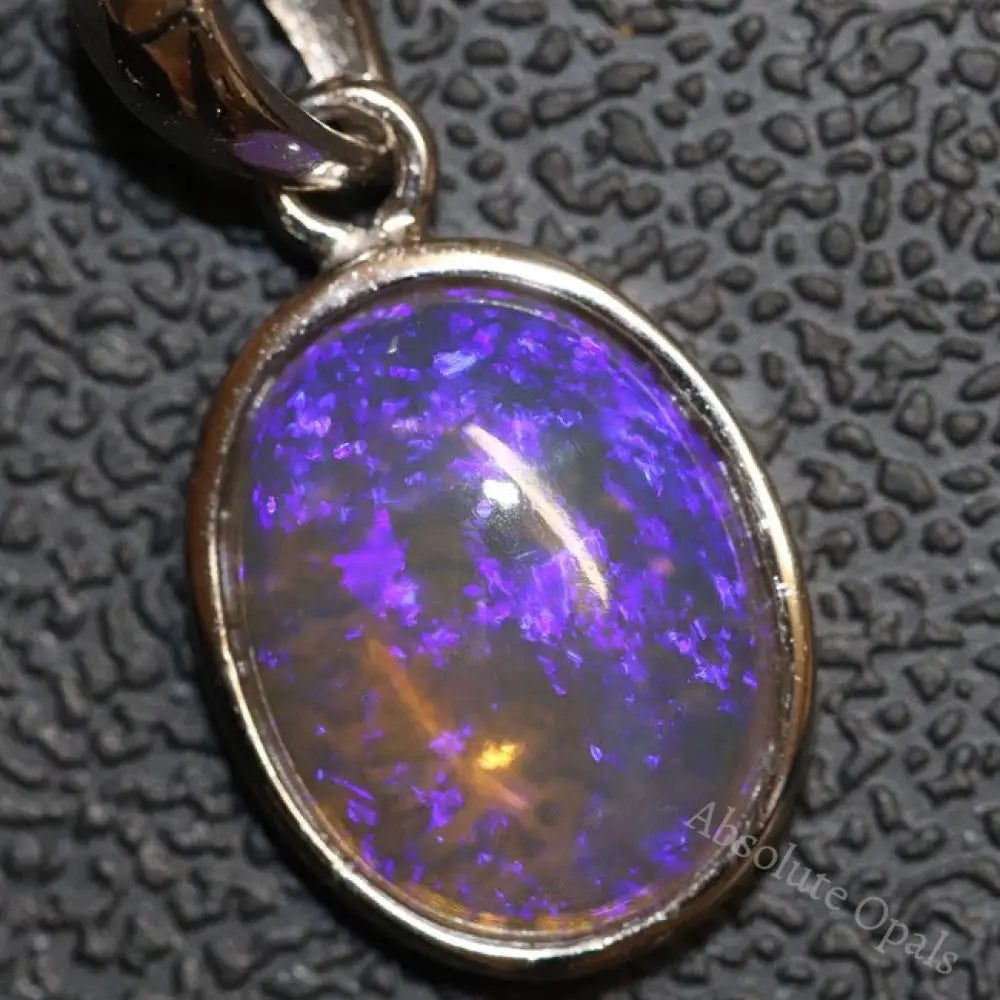 1.77 G Australian Lightning Ridge Solid Crystal Semi-Black Opal Pendant Silver L 23.2 Mm Jewellery