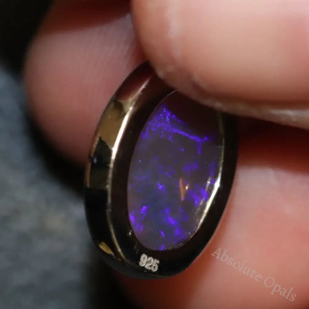1.77 G Australian Lightning Ridge Solid Crystal Semi-Black Opal Pendant Silver L 23.2 Mm Jewellery