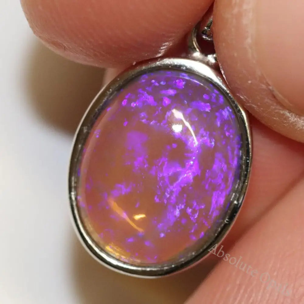 1.77 G Australian Lightning Ridge Solid Crystal Semi-Black Opal Pendant Silver L 23.2 Mm Jewellery