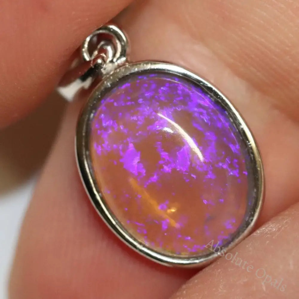 1.77 G Australian Lightning Ridge Solid Crystal Semi-Black Opal Pendant Silver L 23.2 Mm Jewellery