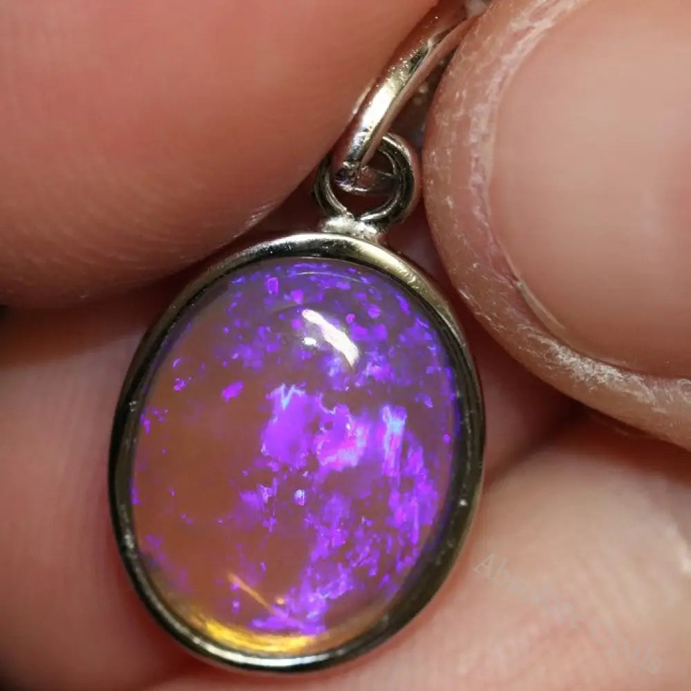 1.77 G Australian Lightning Ridge Solid Crystal Semi-Black Opal Pendant Silver L 23.2 Mm Jewellery