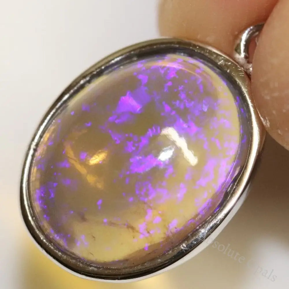 1.77 G Australian Lightning Ridge Solid Crystal Semi-Black Opal Pendant Silver L 23.2 Mm Jewellery