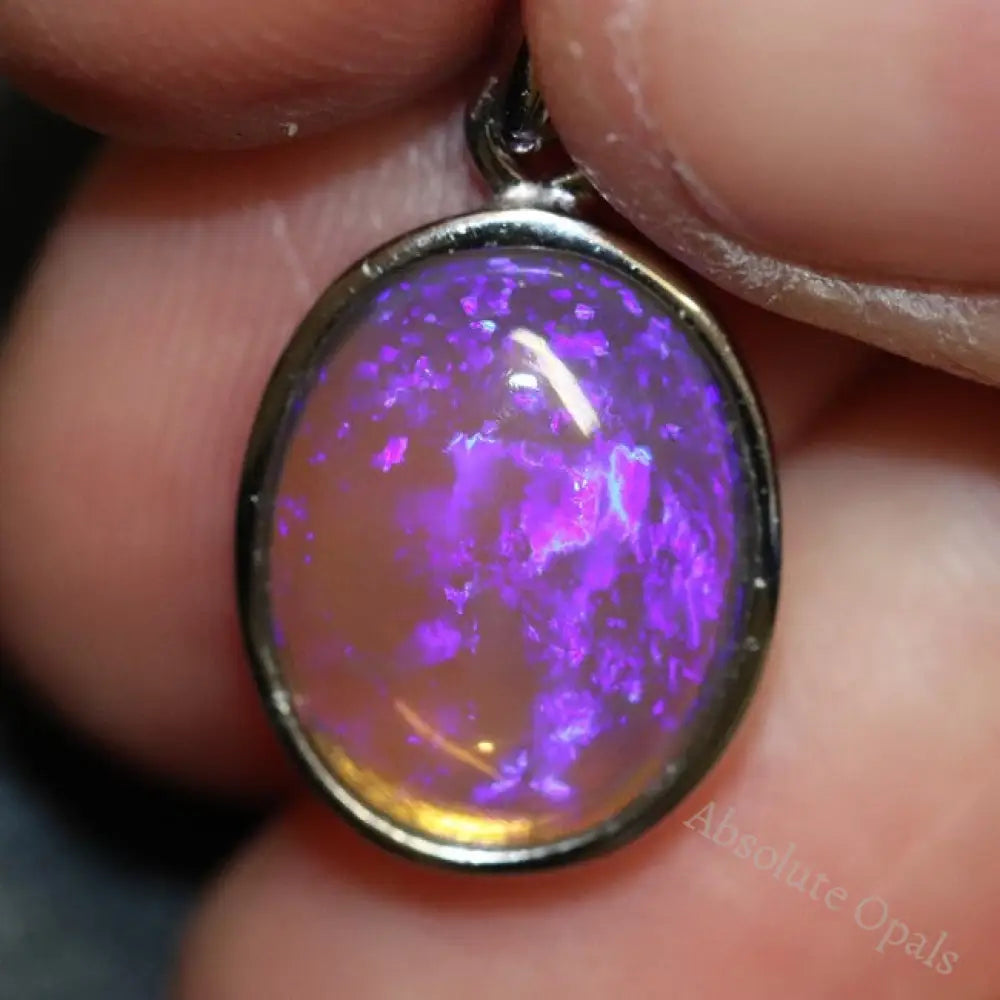 1.77 G Australian Lightning Ridge Solid Crystal Semi-Black Opal Pendant Silver L 23.2 Mm Jewellery