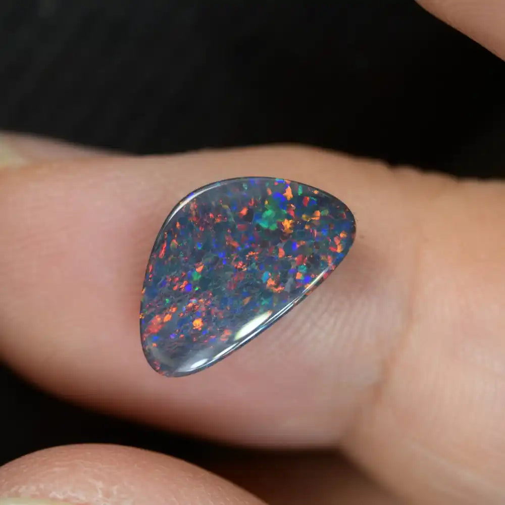 1.81 cts Red Black Opal Lightning Ridge Solid Cut Stone Black Opal