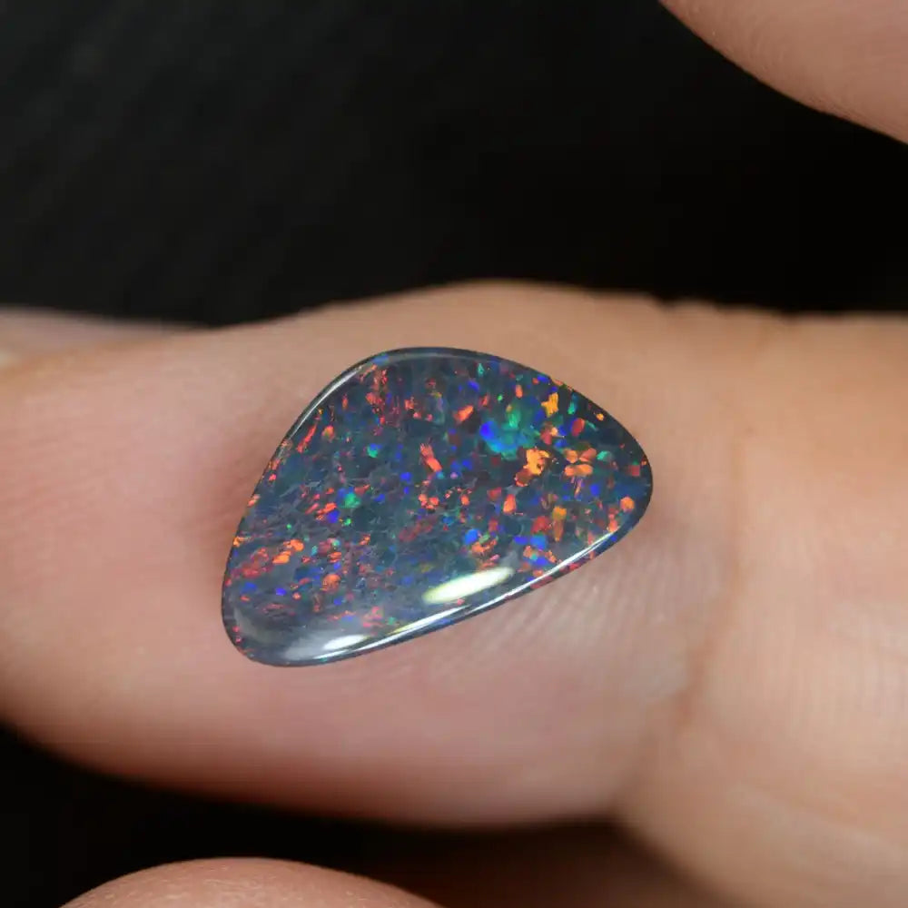 1.81 cts Red Black Opal Lightning Ridge Solid Cut Stone Black Opal