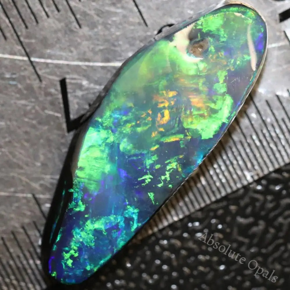 10.65 Cts Single Black Opal Rough Rubs Gem Stone 28.0X10.2X6.0Mm