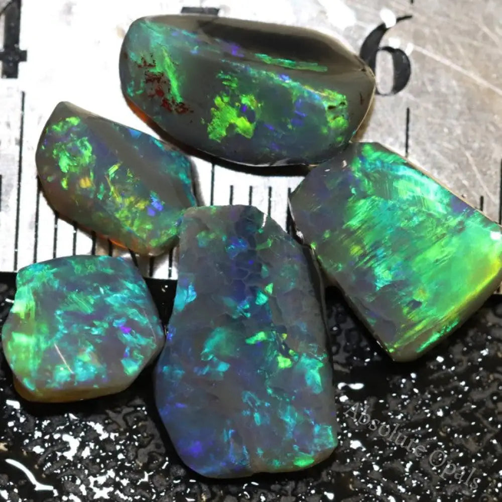 11.2 Cts Australian Solid Semi Black Opal Rough Rubs Lightning Ridge Parcel