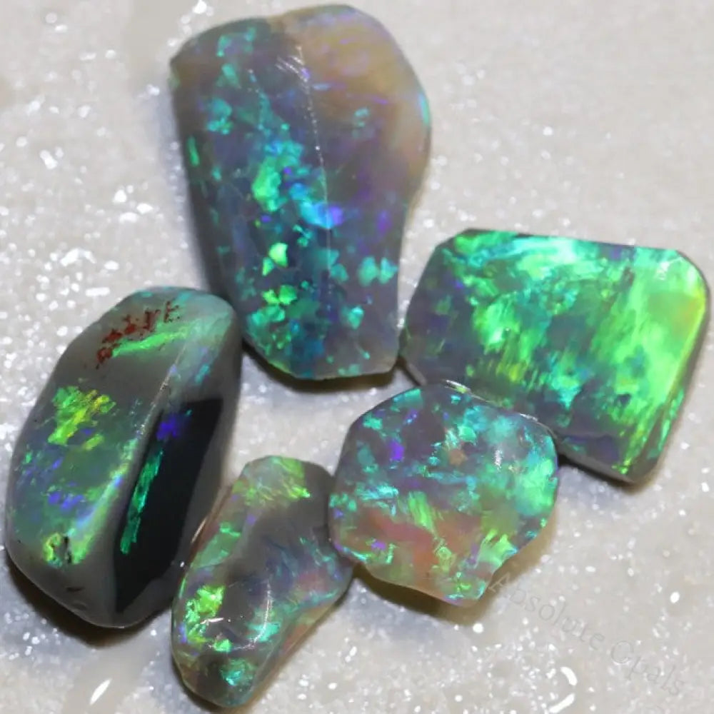 11.2 Cts Australian Solid Semi Black Opal Rough Rubs Lightning Ridge Parcel