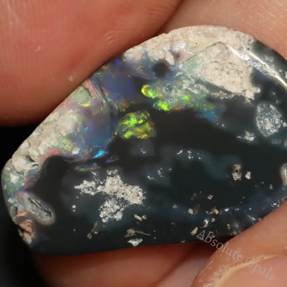 11.60 Cts Australian Black Opal Rough Lightning Ridge Polished Specimen Natural Red Green Blue Stone