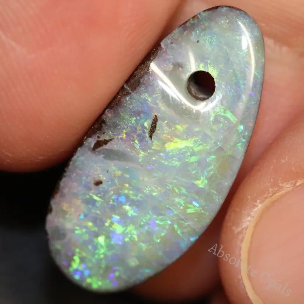 12.65 Cts Australian Boulder Opal Cut Loose Stone Drilled Pendant