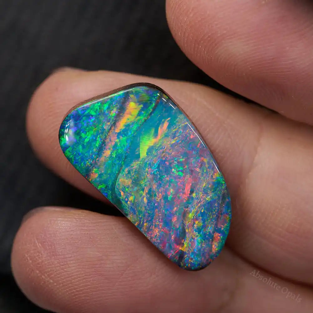 Natural Boulder Opal Cut Stone – Australian Solid Opal Gem for Jewelry Making