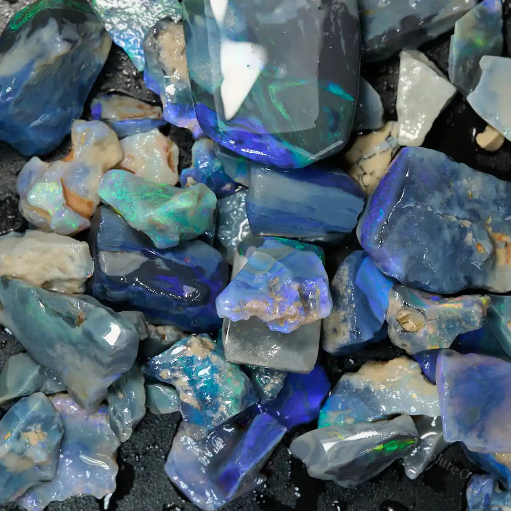  Rough Black Opal Parcel Lightning Ridge - Potch and Colour