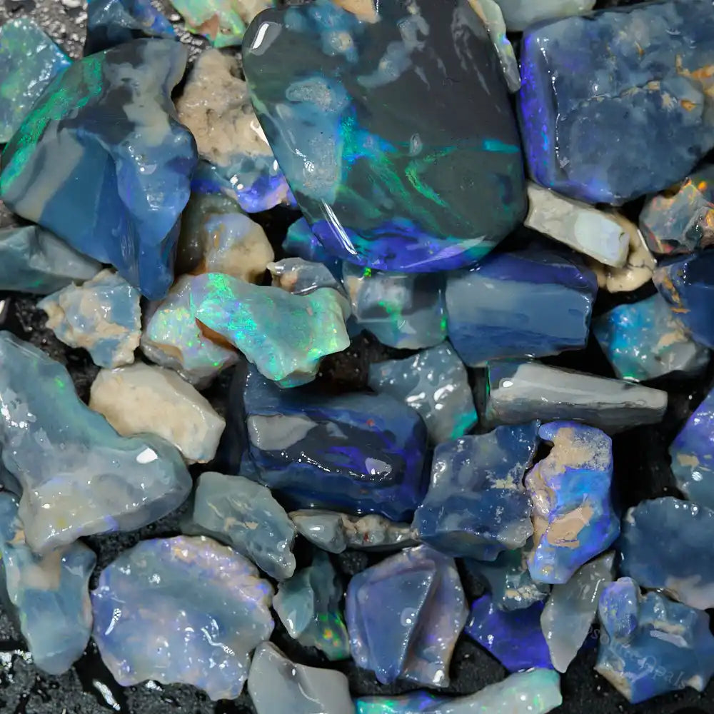 Rough Black Opal Parcel Lightning Ridge - Potch and Colour