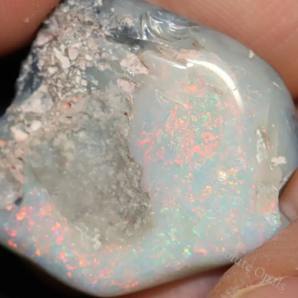 18.45 Cts Australian Semi Black Opal Rough Lightning Ridge Polished Specimen Natural Red Green Stone