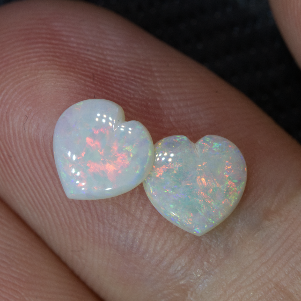 Opal Cabochon Pairs, Australian Solid Stone South Australia red opal