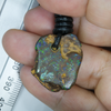 35 cts Australian Opal Boulder Drilled Greek Leather Mounted Pendant Necklace