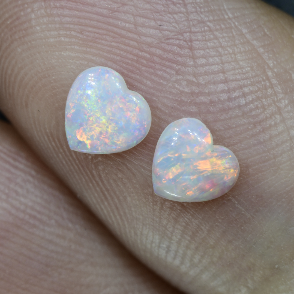 Cabochron pair solid opal stones