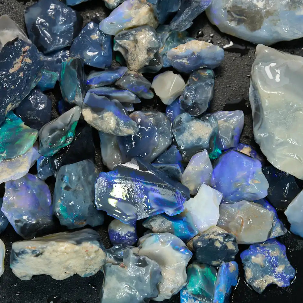 198 cts Rough Black Opal Parcel Lightning Ridge - Potch and Colour CMR Rough Opal