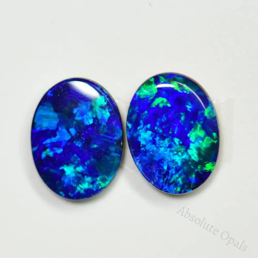 2.20 Cts Australian Opal Doublet Stone Cabochon 2Pcs 8X6