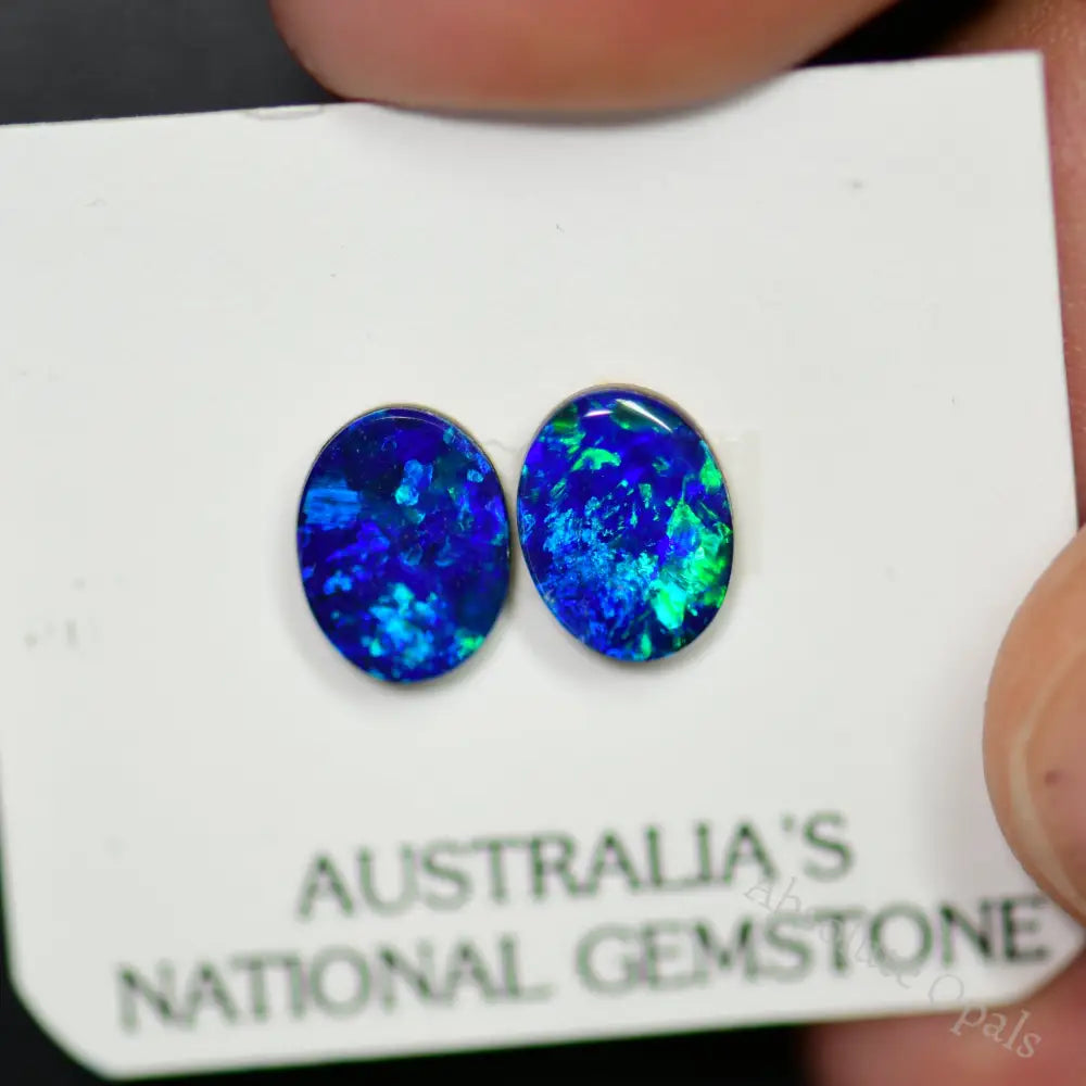 2.20 Cts Australian Opal Doublet Stone Cabochon 2Pcs 8X6