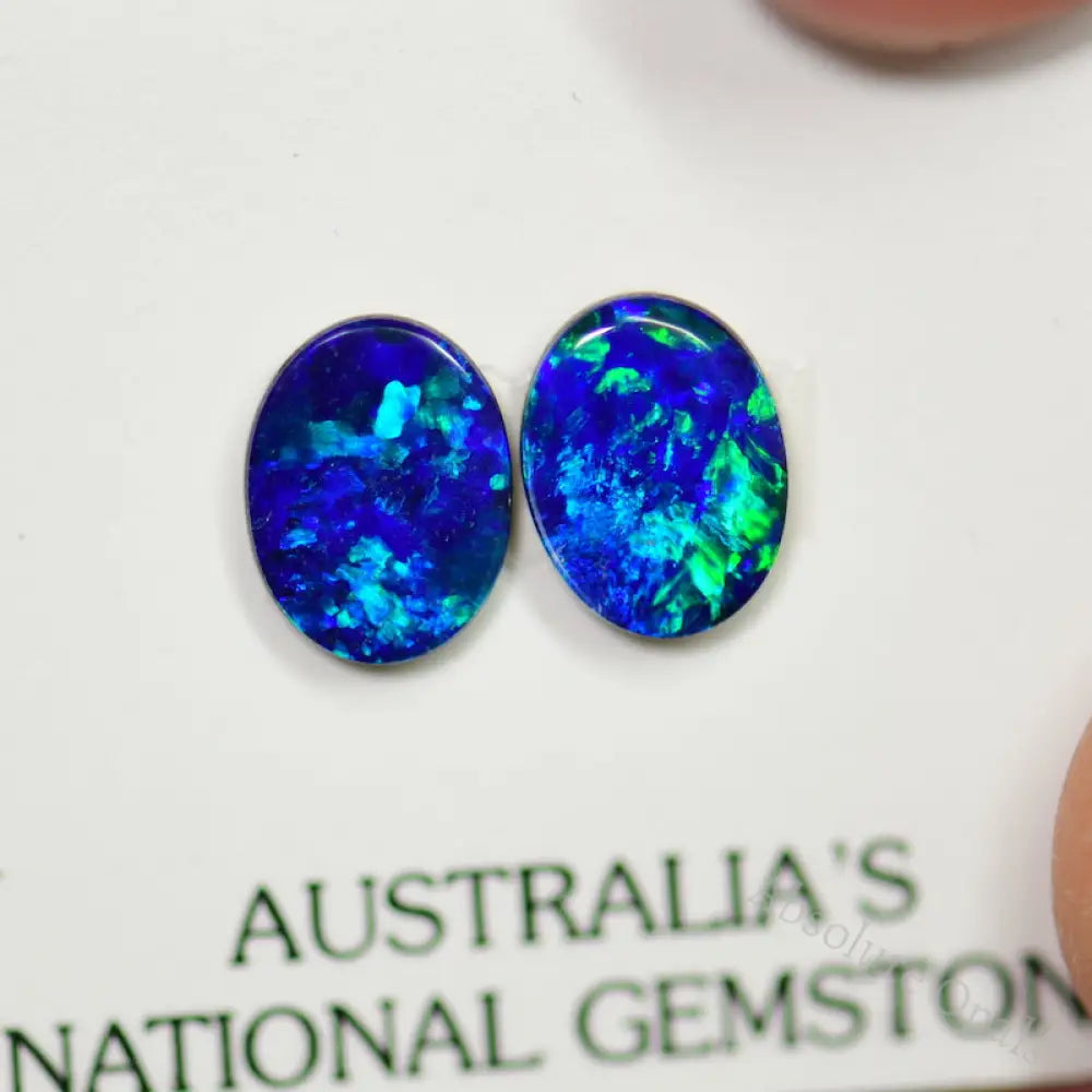 2.20 Cts Australian Opal Doublet Stone Cabochon 2Pcs 8X6