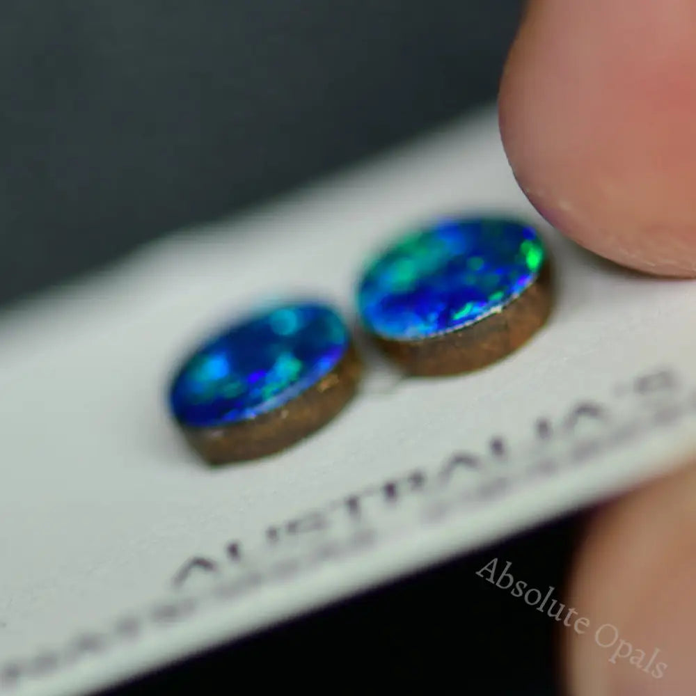 2.20 Cts Australian Opal Doublet Stone Cabochon 2Pcs 8X6