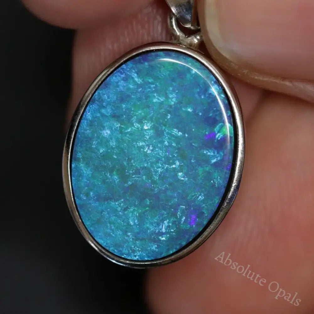 2.34 G Australian Doublet Opal With Silver Pendant: L 26.9 Mm Jewellery