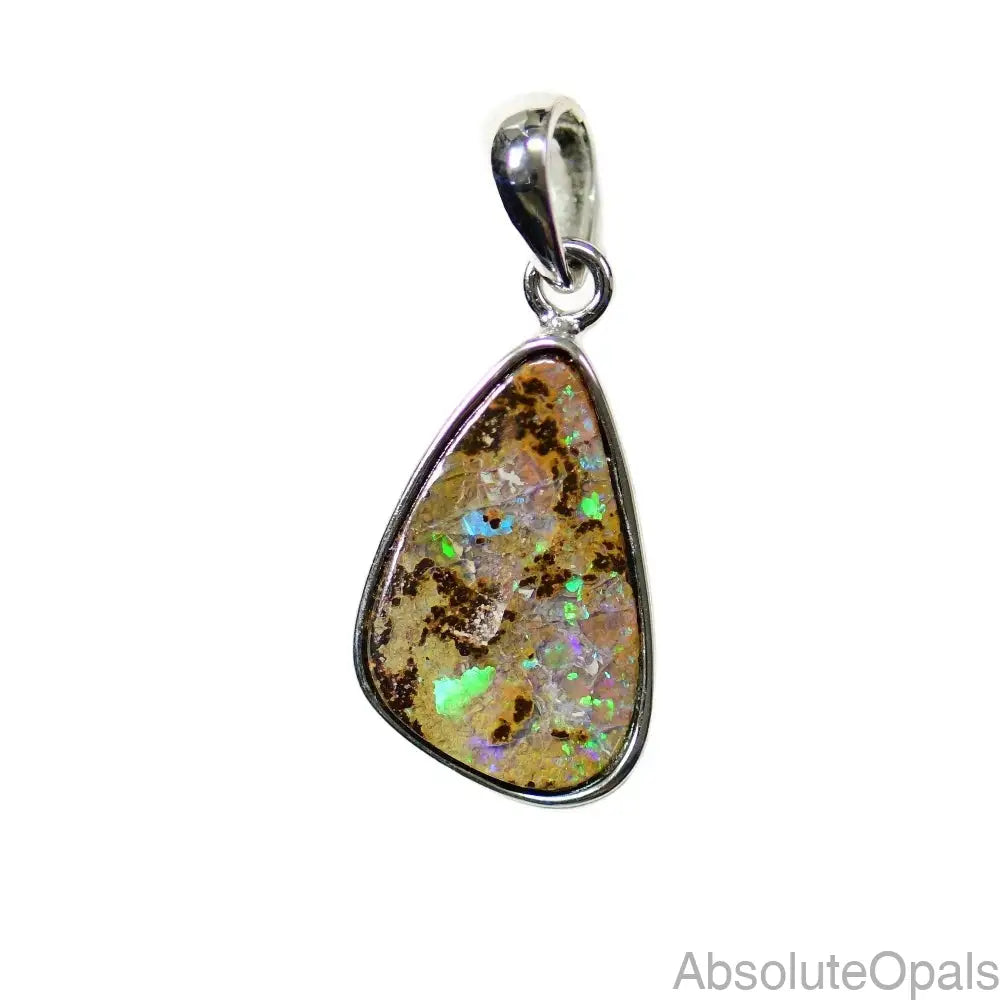Australian Boulder Opal with Silver Pendant